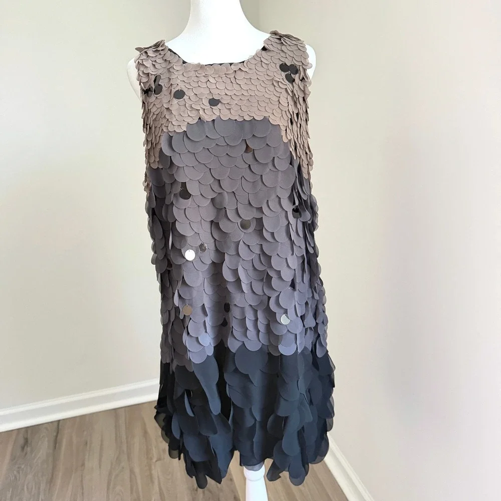 Hale Bob Ombre 3D Petal Applique Dress Women Large Statement Cocktail Party‎ NEW - Picture 2 of 8